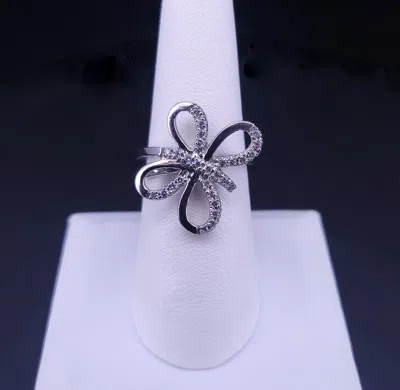 Pre-owned Hand Made Custom Made Butterfly Ring With Diamonds In 14k White Gold