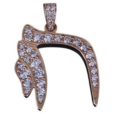 Pre-owned Hand Made Custom Made Chai Pendant In 14k Yellow Gold With Diamonds