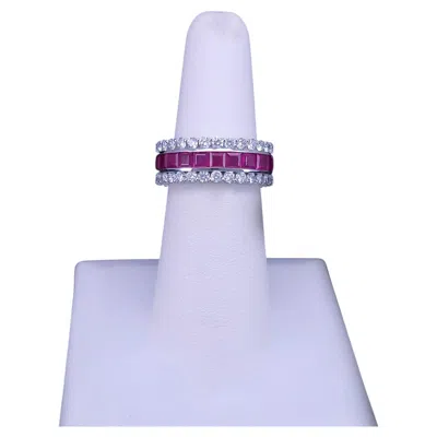 Pre-owned Hand Made Custom Made Imperial Ruby & Diamond Eternity Band 14k White G Any Size Available