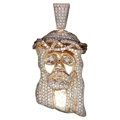 Pre-owned Hand Made Custom Made Jesus Pendant With Diamonds In 14k Yellow Gold