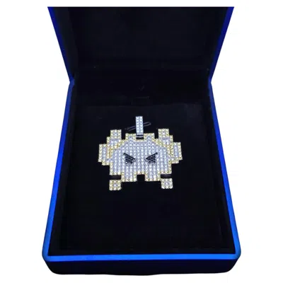 Pre-owned Hand Made Custom Made Pexel Pendant With Diamonds In 14k White Gold