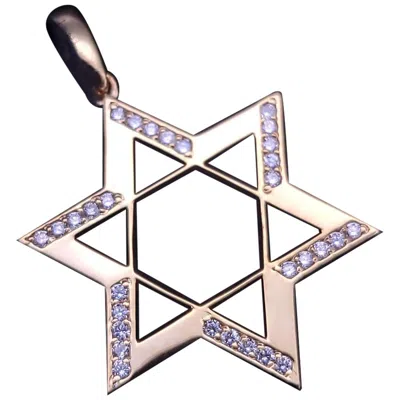 Pre-owned Hand Made Custom Made Star Of David Pendant With Diamonds In 14k Yellow Gold