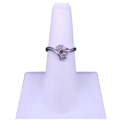 Pre-owned Hand Made Elegant Diamond Bypass Ring With Dual Round Stones In Multi