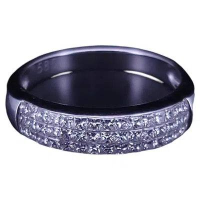 Pre-owned Hand Made Elegant Diamond Pavé Band Ring In White Gold In 14k White Gold