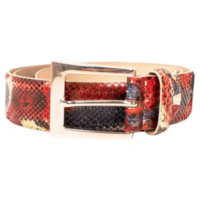 Pre-owned Hand Made Handmade Men Python Leather Belt A Mano Size L In Sand