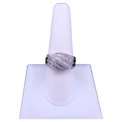 Pre-owned Hand Made Multi-row Diamond Fan Statement Ring In 14k Yellow Gold