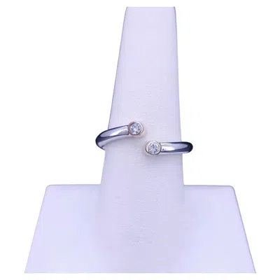 Pre-owned Hand Made Sculptural 14k Two-tone Gold Twin Diamond Open Ring In Multi