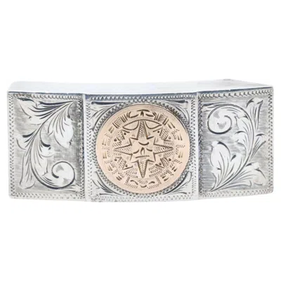 Pre-owned Hand Made Vintage Plafina Mexico 10k Gold & Sterling Belt Buckle In Multi