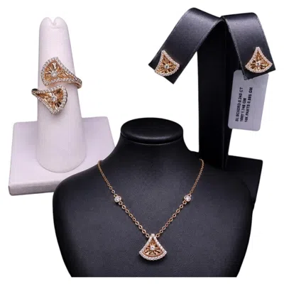 Pre-owned Hand Made *women's Diamond Jewelry Set In 14k Yellow Gold New