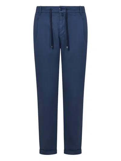 Hand Picked Drawstring-waist Trousers In Blue