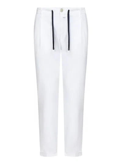 Hand Picked Drawstring-waist Trousers In White