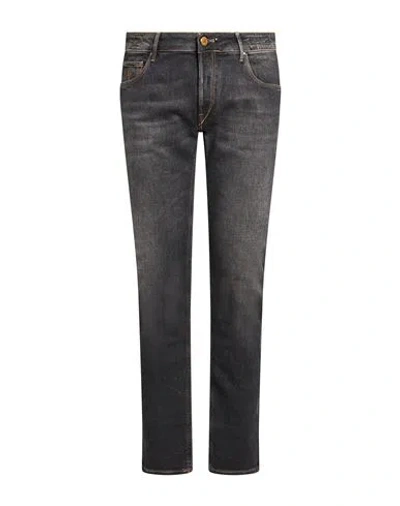 Hand Picked Man Jeans Black Size 40 Cotton, Elastomultiester, Elastane In Gray