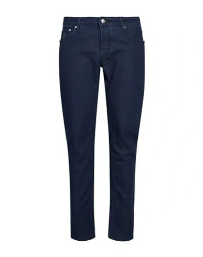 Hand Picked Man Jeans Blue Size 33 Cotton, Polyester, Elastane