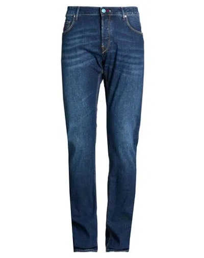 Hand Picked Man Jeans Blue Size 34 Cotton, Elastane