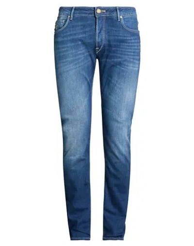 Hand Picked Man Jeans Blue Size 35 Cotton, Elastomultiester, Elastane