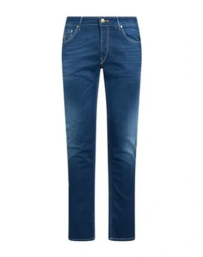 Hand Picked Man Jeans Blue Size 36 Cotton, Elastomultiester, Elastane
