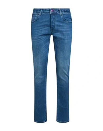Hand Picked Man Jeans Blue Size 38 Cotton, Elastomultiester, Elastane In Multi