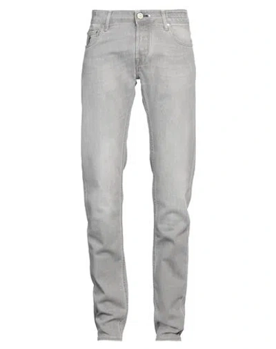 Hand Picked Man Jeans Grey Size 34 Cotton, Elastane In Gray