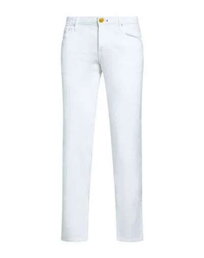 Hand Picked Man Jeans White Size 30 Cotton, Elastane