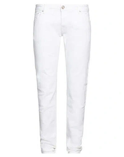 Hand Picked Man Jeans White Size 38 Cotton, Elastane
