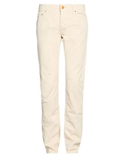 Hand Picked Man Pants Beige Size 31 Cotton, Elastane In Neutral