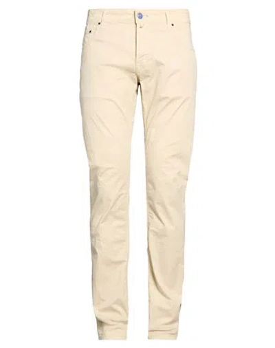 Hand Picked Man Pants Beige Size 36 Cotton, Elastane