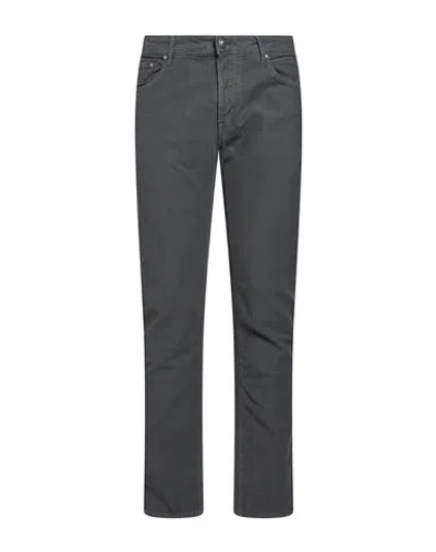 Hand Picked Man Pants Charcoal Size 36 Cotton, Elastane In Gray