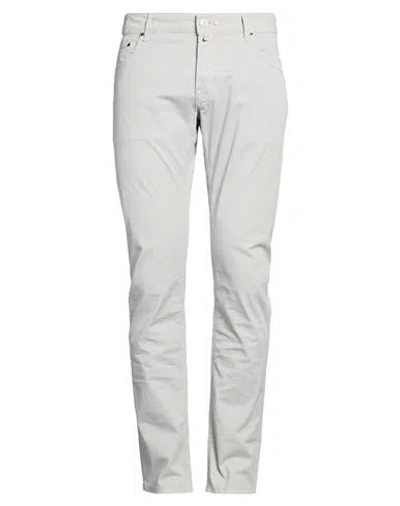 Hand Picked Man Pants Light Grey Size 34 Cotton, Elastane In White