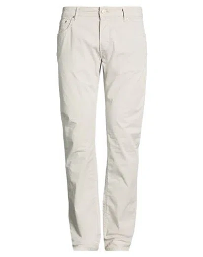 Hand Picked Man Pants Light Grey Size 35 Cotton, Elastane In White