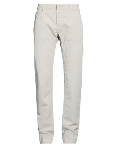 Hand Picked Man Pants Light Grey Size 36 Cotton, Elastane