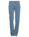 Hand Picked Man Pants Pastel Blue Size 32 Cotton, Elastane In Blue