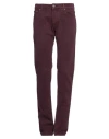 Hand Picked Man Pants Plum Size 33 Cotton, Elastane In Purple