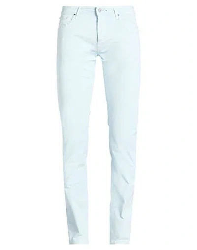 Hand Picked Man Pants Sky Blue Size 32 Cotton, Elastane