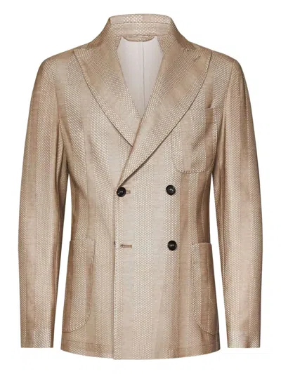 Hand Picked Maruggio Double-breasted Blazer In Brown