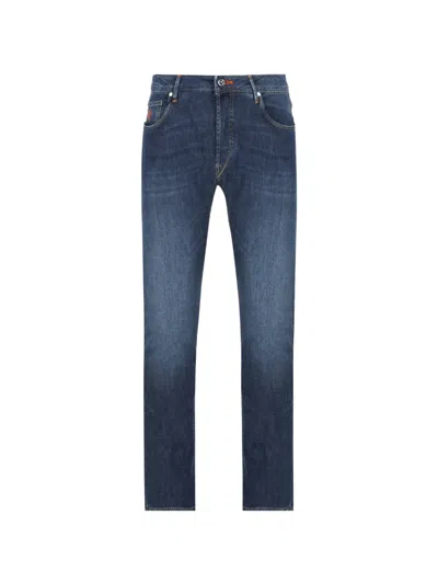 Hand Picked Ravello Logo-patch Jeans In Blue
