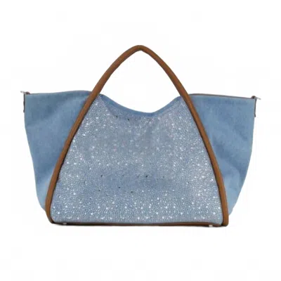 Handbag Express Women's Rhinestone Tote With Trim In Denim