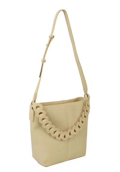 Handbag Factory Corp Vegan Leather Chain Detail Crossbody Bag In Yellow