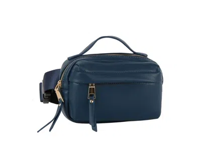 Handbag Factory Corp Women's Triple Zip Fanny Pack Belt Bag In Blue