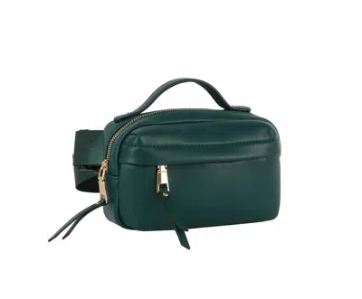 Handbag Factory Corp Women's Triple Zip Fanny Pack Belt Bag In Green
