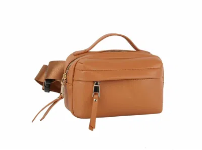 Handbag Factory Corp Women's Triple Zip Fanny Pack Belt Bag In Tan In Multi