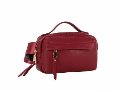 Handbag Factory Corp Women's Triple Zip Fanny Pack Belt Bag In Wine In Pink