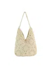 Handbag Factory Corp Women's Woven Floral Crochet Slouch Tote Bag In Beige In Neutral