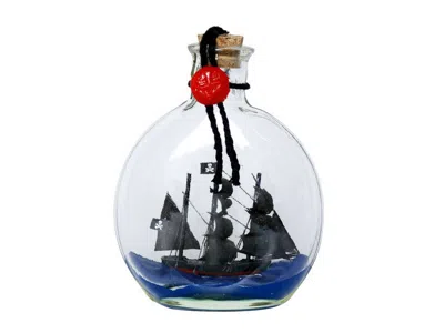Handcrafted Cast Iron Black Pearl Model Ship In A Glass Bottle 4"