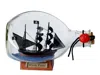 Handcrafted Cast Iron Black Pearl Pirate Ship In A Glass Bottle 7"