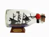 Handcrafted Cast Iron Blackbeard's Queen Anne's Revenge Pirate Ship In A Glass Bottle 5"