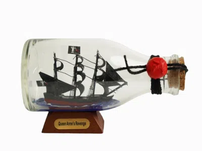 Handcrafted Cast Iron Blackbeard's Queen Anne's Revenge Pirate Ship In A Glass Bottle 5"