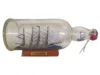 Handcrafted Cast Iron Blue Flying Cloud Ship In A Glass Bottle 11"