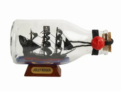 Handcrafted Cast Iron Captain Hook's Jolly Roger From Peter Pan Pirate Ship In A Glass Bottle 5"