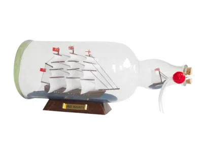 Handcrafted Cast Iron Hms Bounty Model Ship In A Glass Bottle 11"