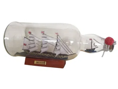Handcrafted Cast Iron Hms Victory Model Ship In A Glass Bottle 11"